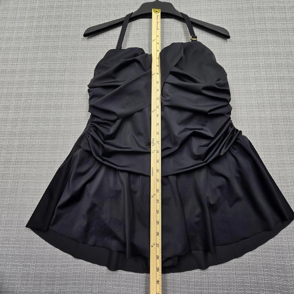 Swimsuits For All Swimdress Womens 20 Black Ruched Skirted One Piece Lined - Picture 2 of 11